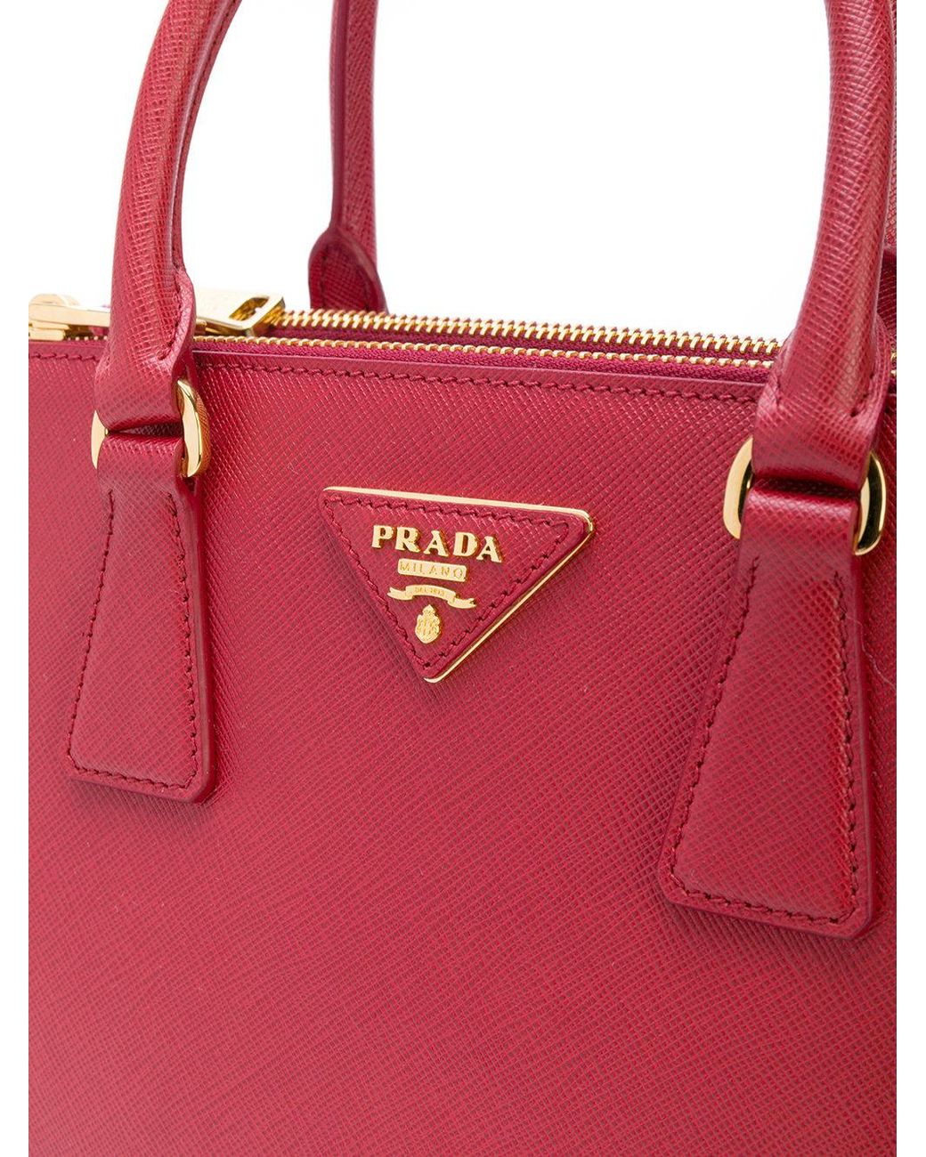 Prada Borsa A Mano Saffiano Lux Rosso in Red | Lyst