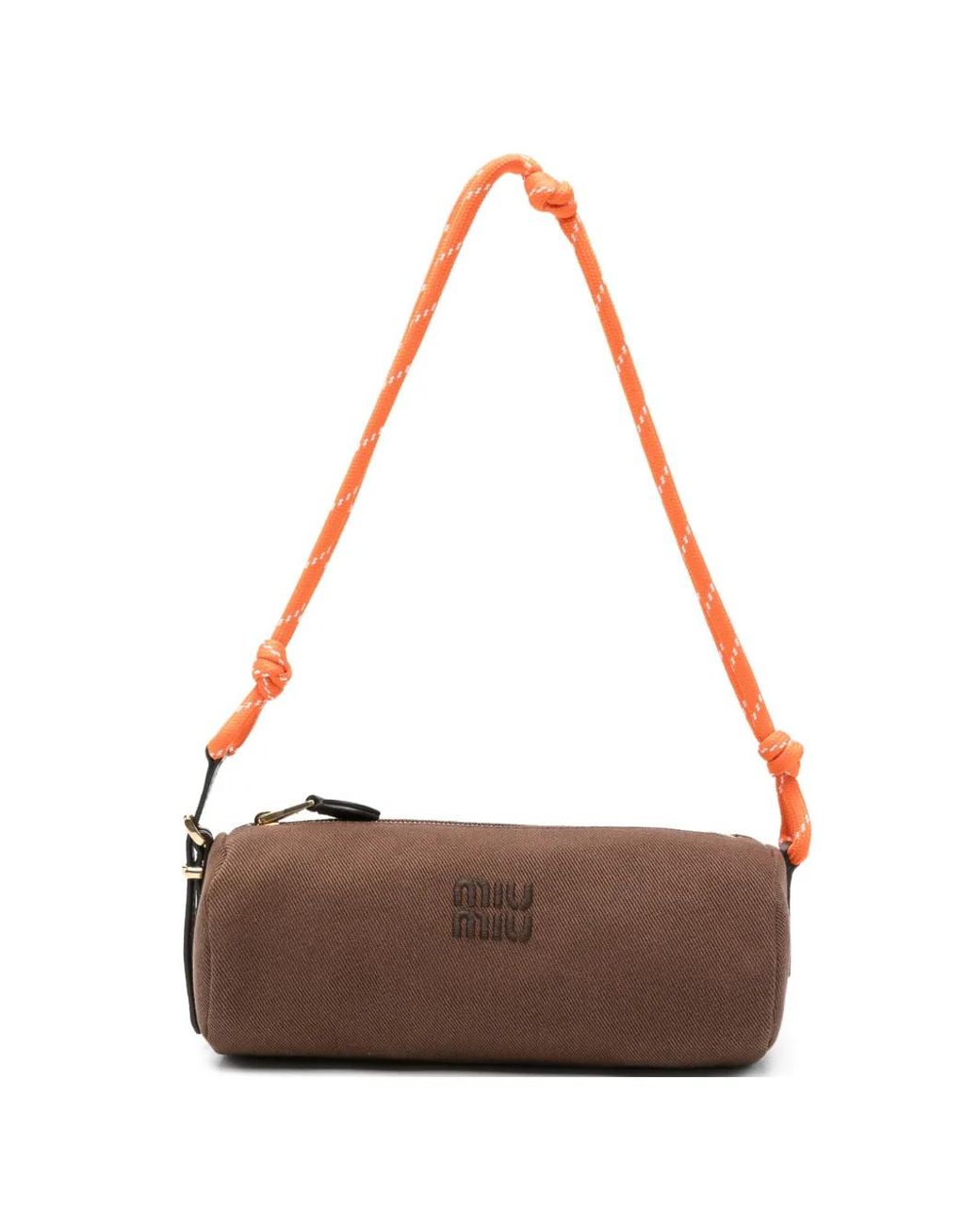 Miu Miu White Gabardine Cylindrical Shoulder Bag