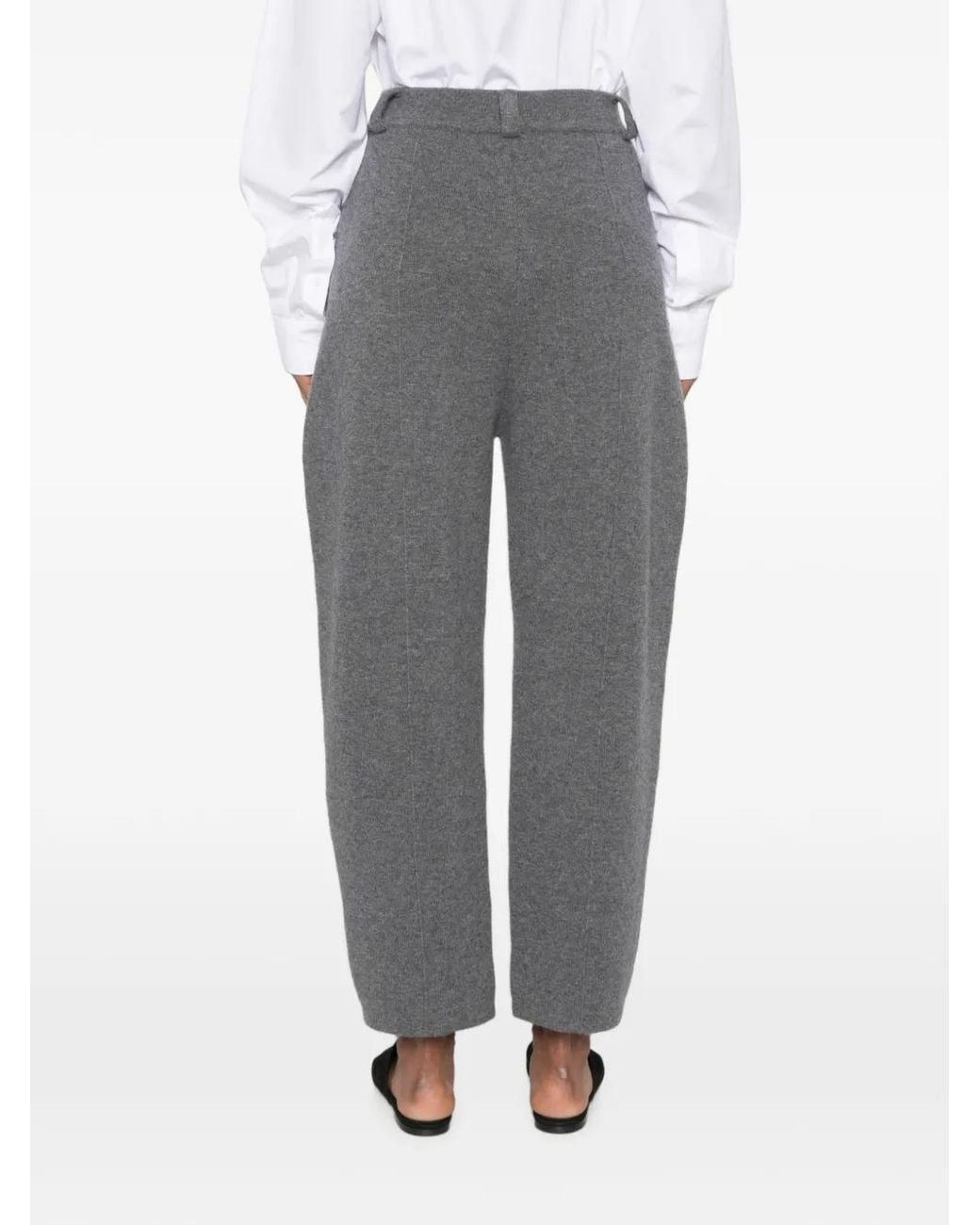 Lisa Yang Gray Wrenda Belt-Loop Knitted Trousers