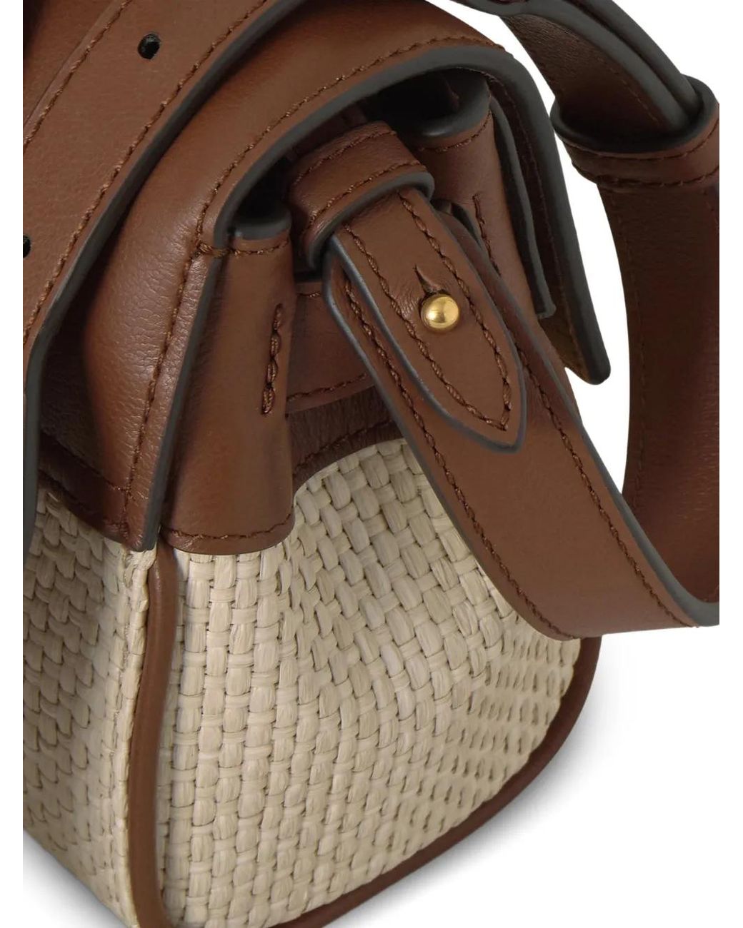 Mulberry Brown Mini Sac À Bandoulière Bayswater En Raphia