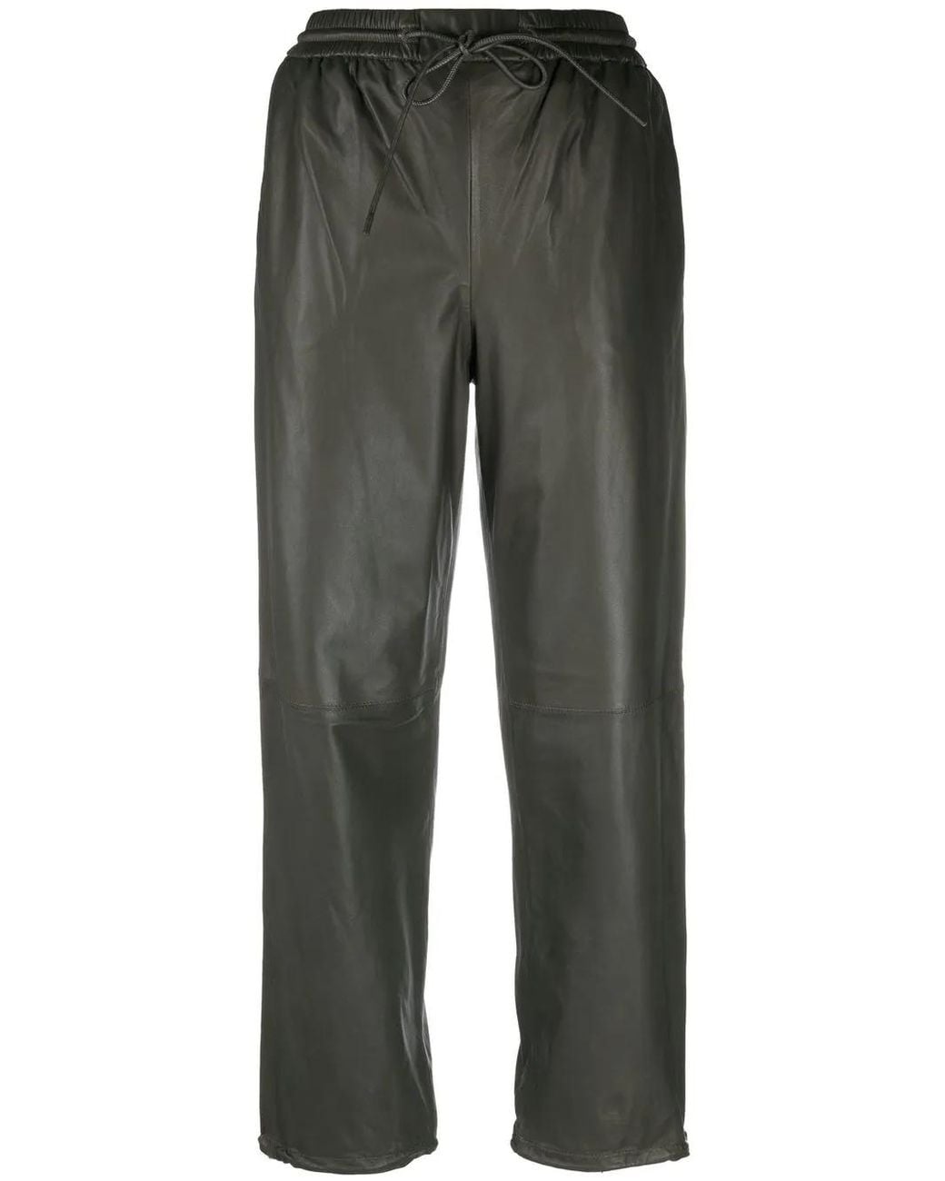 Yves Salomon Gray Drawstring-Waist Lambskin Trousers