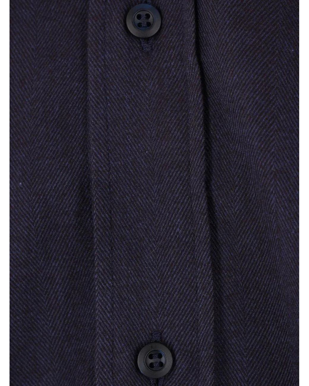 Brunello Cucinelli Blue Cotton Blend Shirt for men