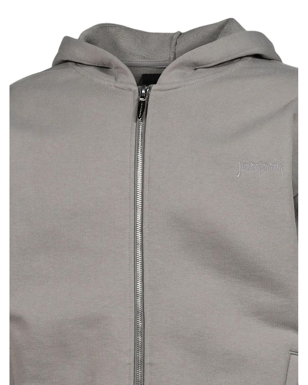 JUN/NAKAYAMA Gray Logo-Embroidered Zip-Up Hoodie for men