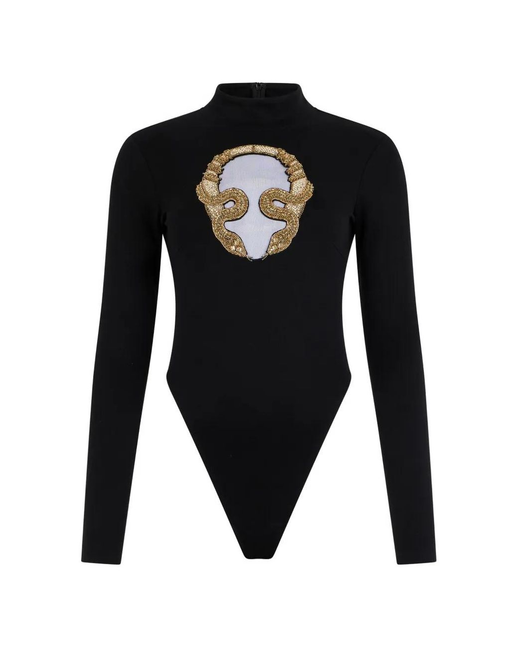 Roberto Cavalli Black Embroidered Long-Sleeve Top