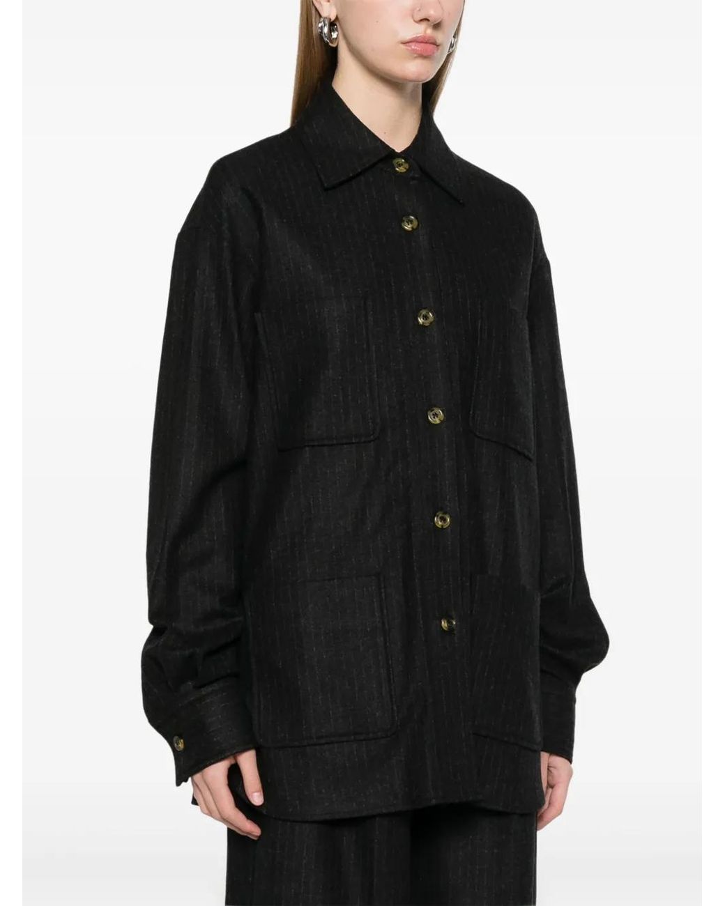 LE SULLY STUDIO Black Pinstriped Overshirt
