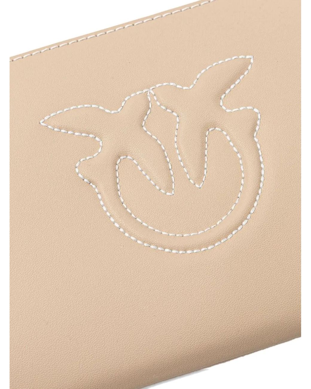 Pinko Logo-Detail Zip-Top Cross Body Bag in Natural | Lyst