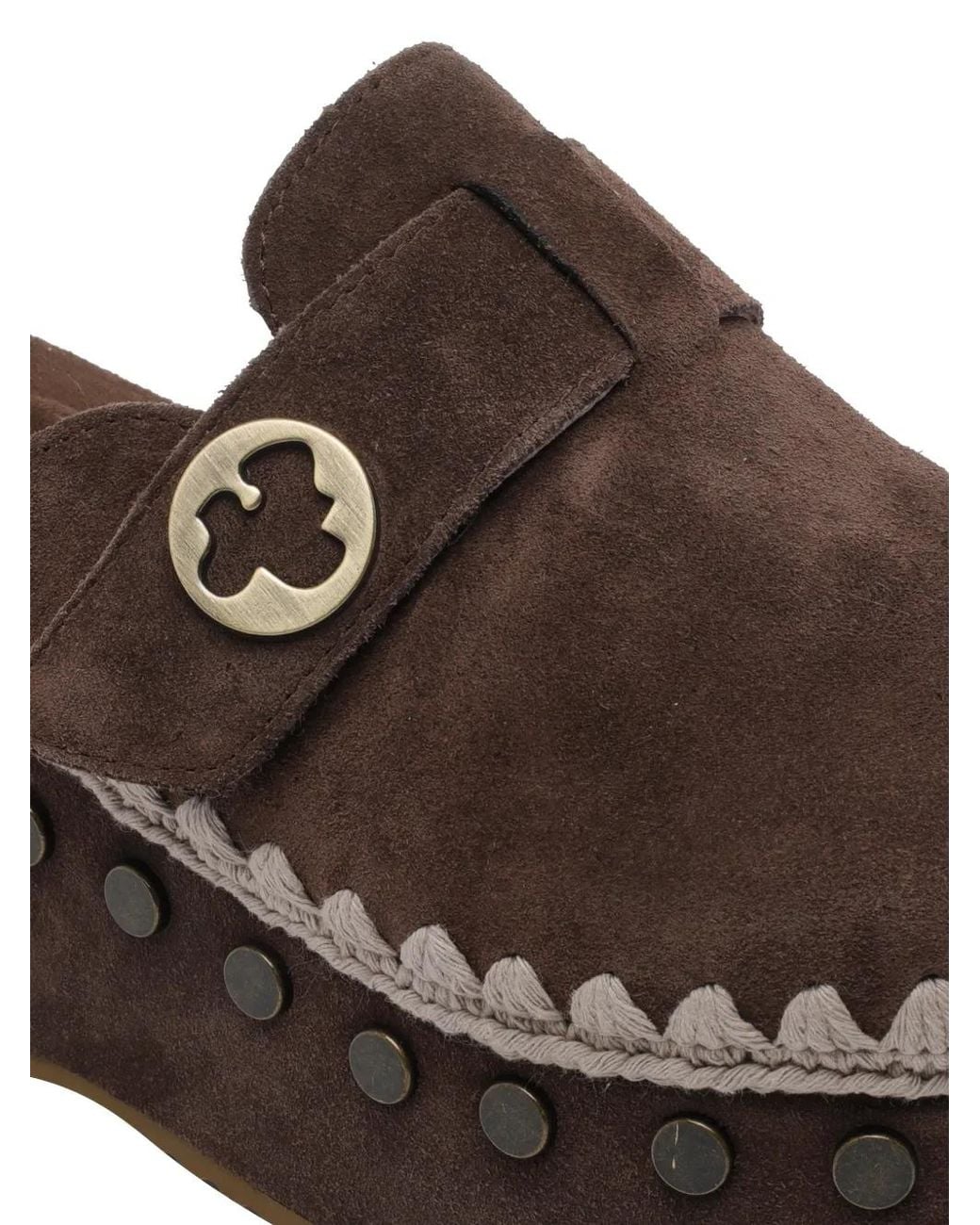Zuecos Con Apliques Mou de color Brown