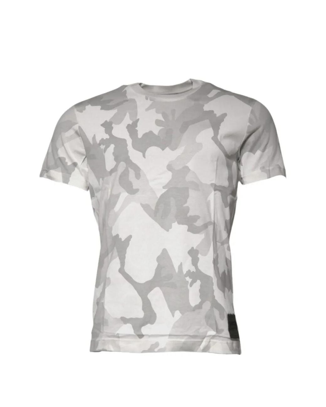 Dolce & Gabbana Gray Camouflage-Print Cotton T-Shirt for men