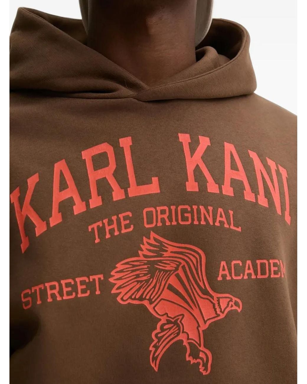 Karlkani Brown Graphic Hooded Hoodie for men