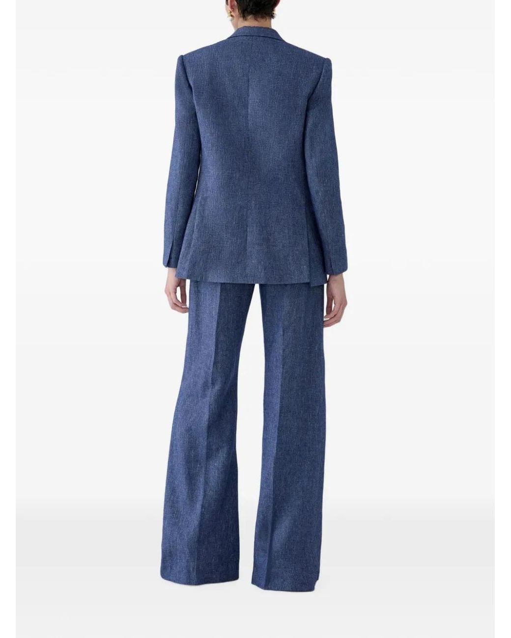 Carolina Herrera Blue Double-Breasted Blazer