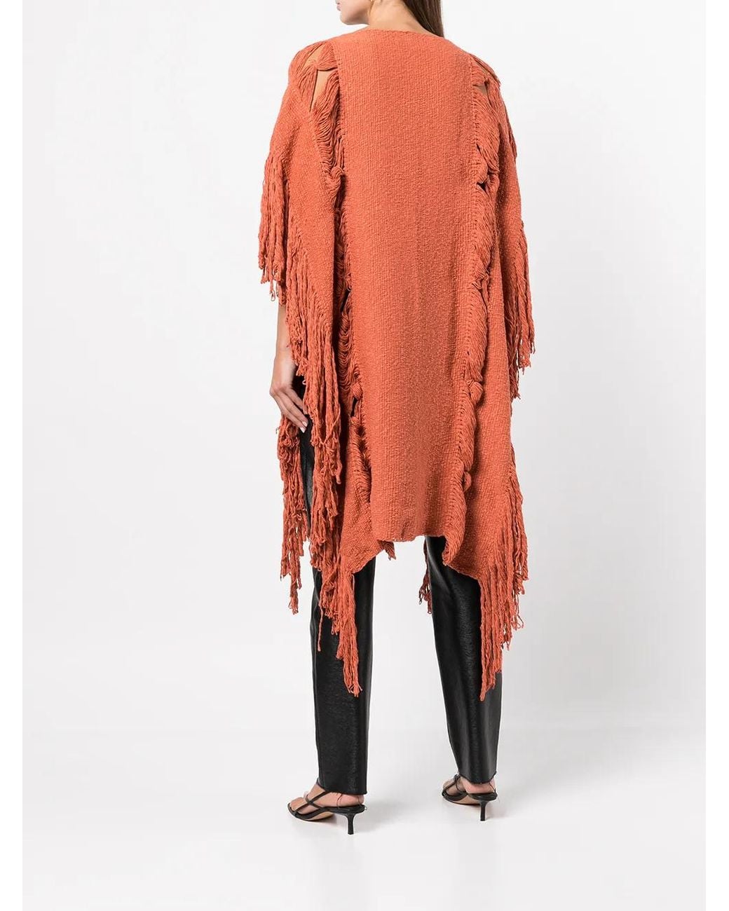 Voz Orange Haut Long À Détails De Franges