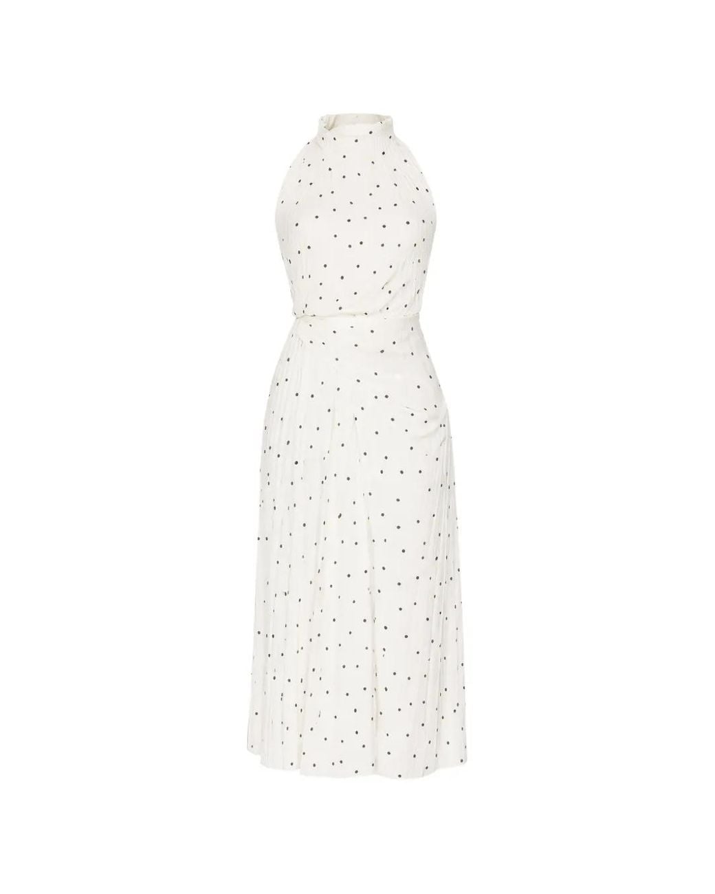 A.L.C. Halterneck Pleated Simona Dress in White | Lyst