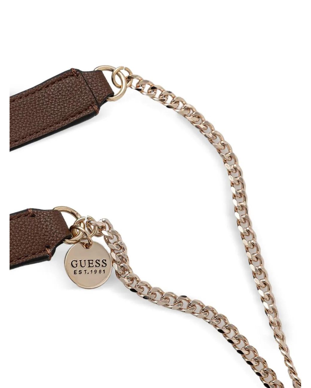 Bolso Satchel Con Monograma Guess de color Brown