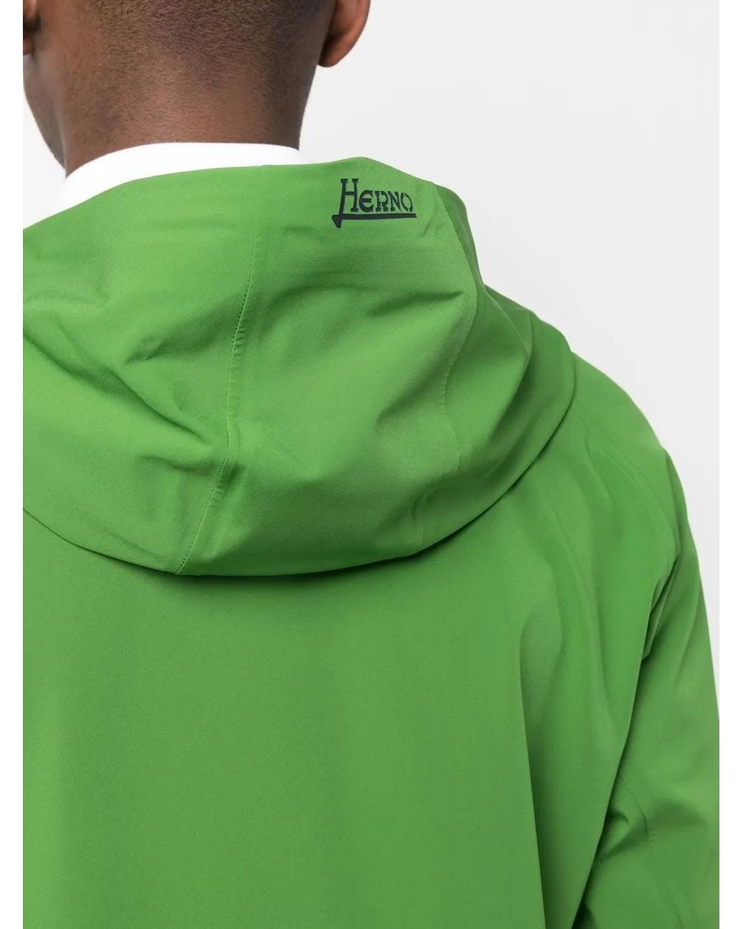 Herno Green High-Neck Hooded Jacket for men