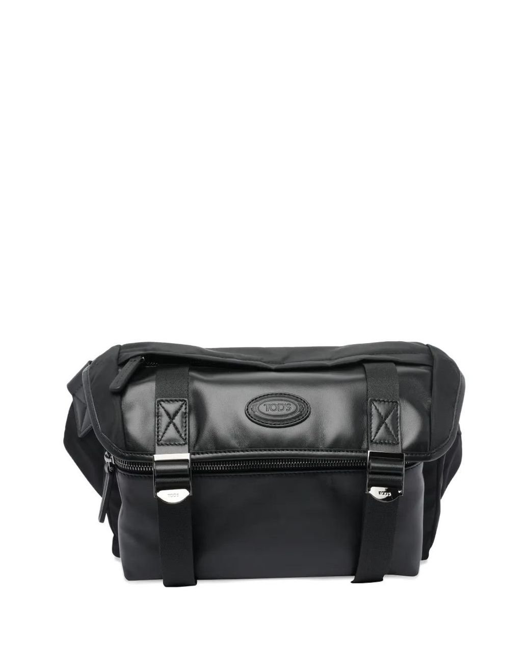 Black Tods Messenger Bag Tod's Logo-Patch Shoulder Bag In Black