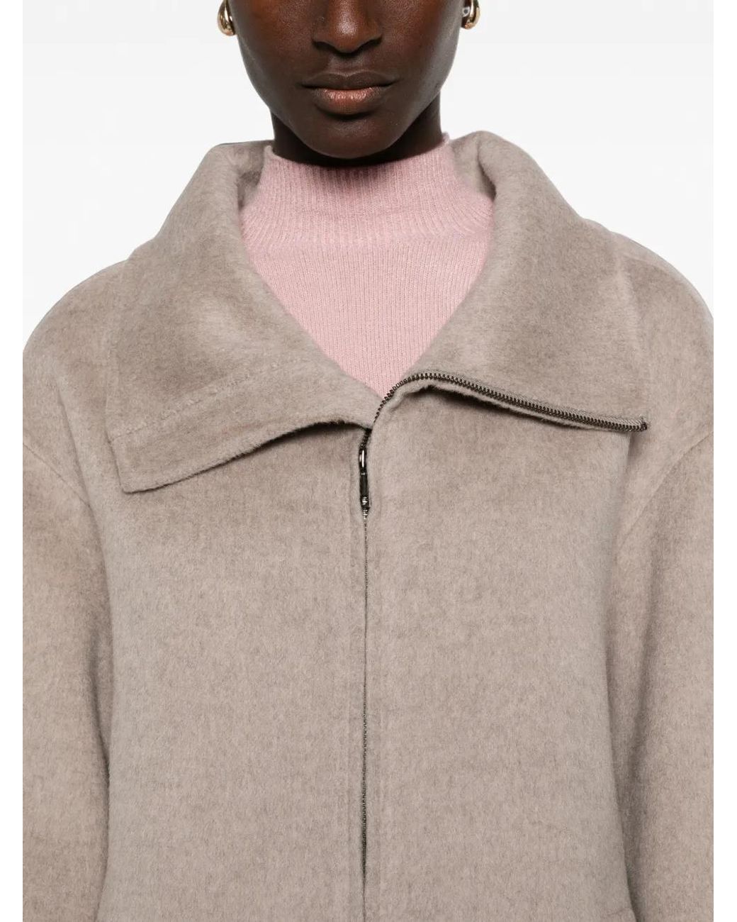 P.A.R.O.S.H. Natural High-Neck Zip-Up Coat