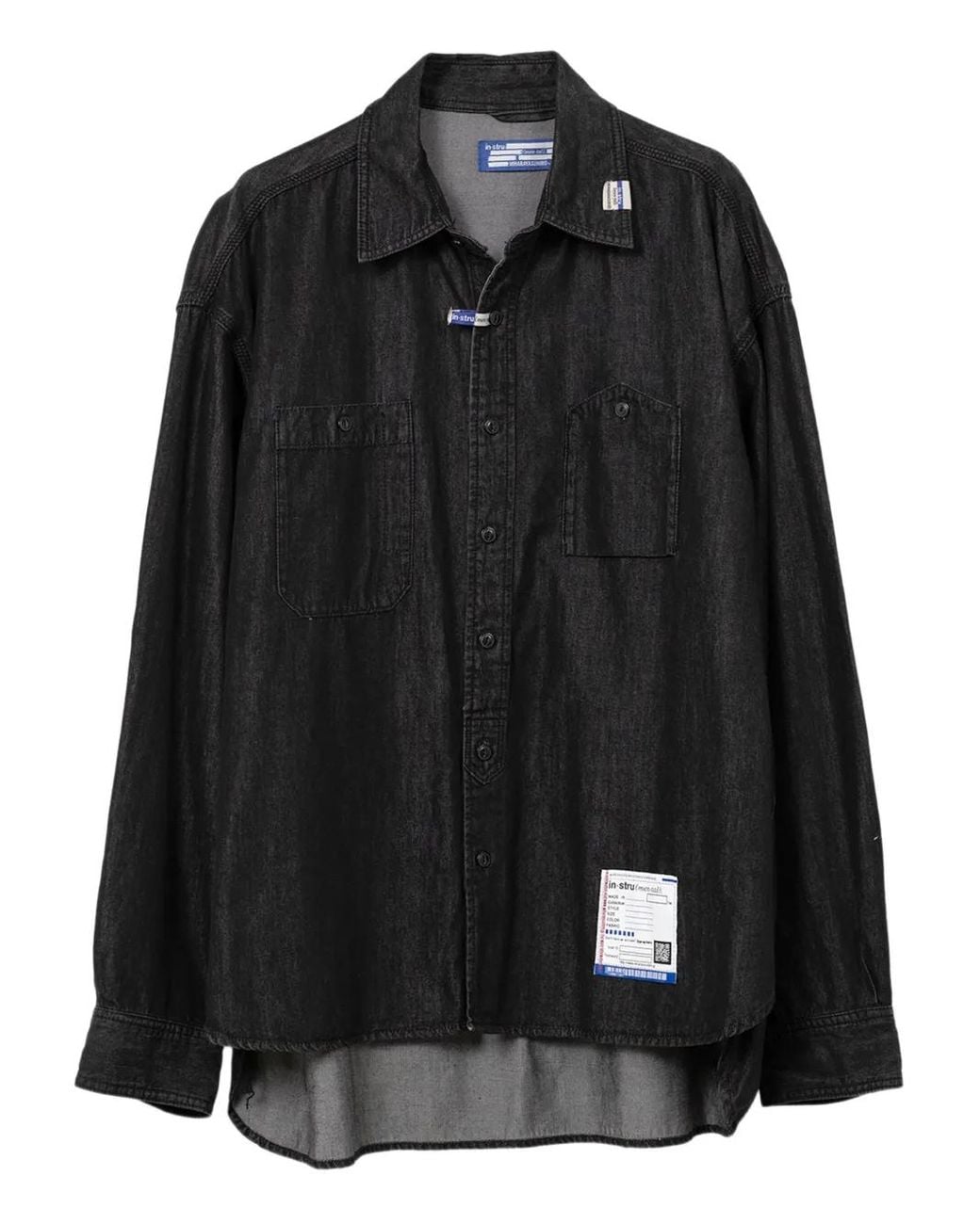 in・stru(men-tal) Black Logo-Patch Denim Shirt for men