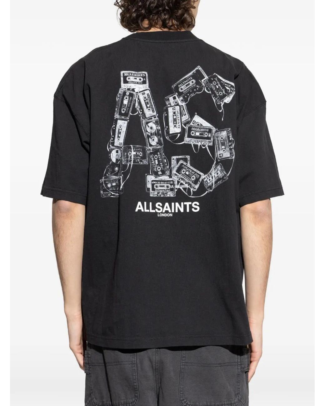 AllSaints Black Mixtape Graphic T-Shirt for men