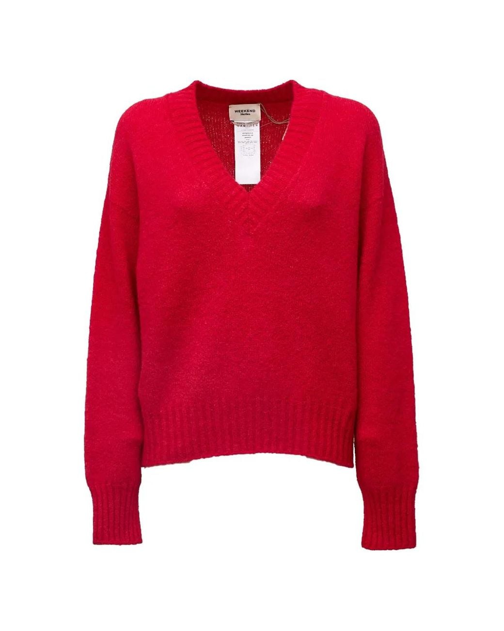 Weekend by Maxmara Red V-Neck Drop-Shoulder Sweater
