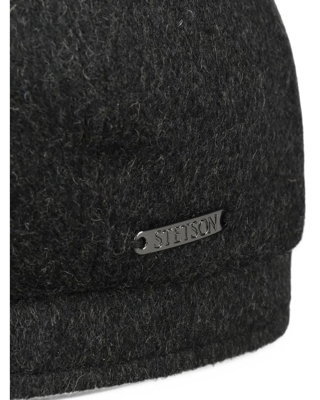 Stetson Black Button-Topped Flat Cap