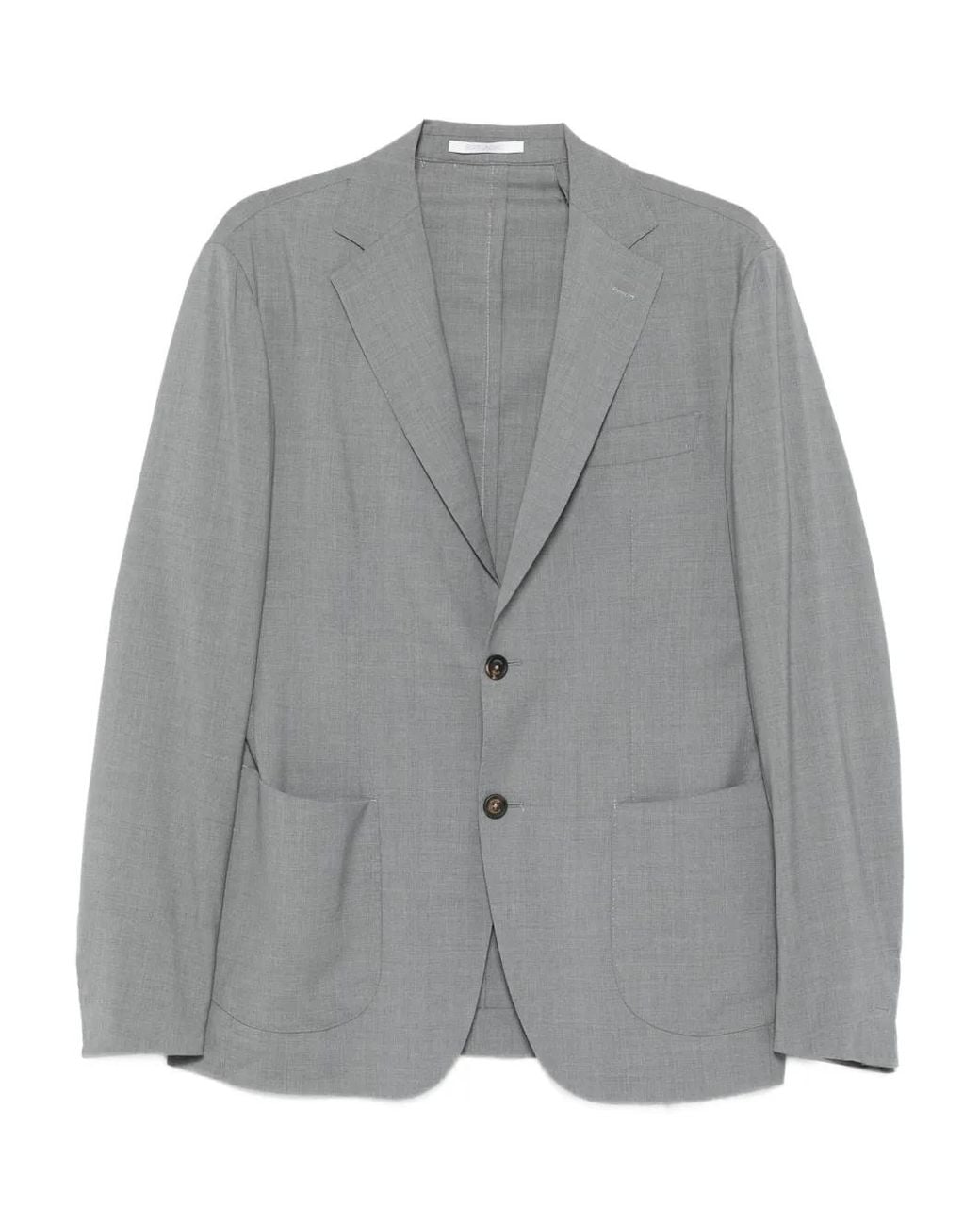 Eleventy Gray Single-Breasted Patch-Pocket Blazer for men