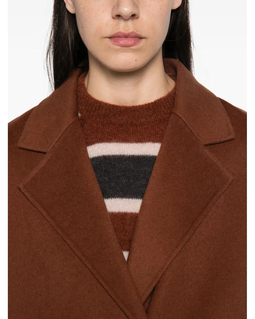 Drykorn Brown Notched-Lapel Single-Breasted Coat