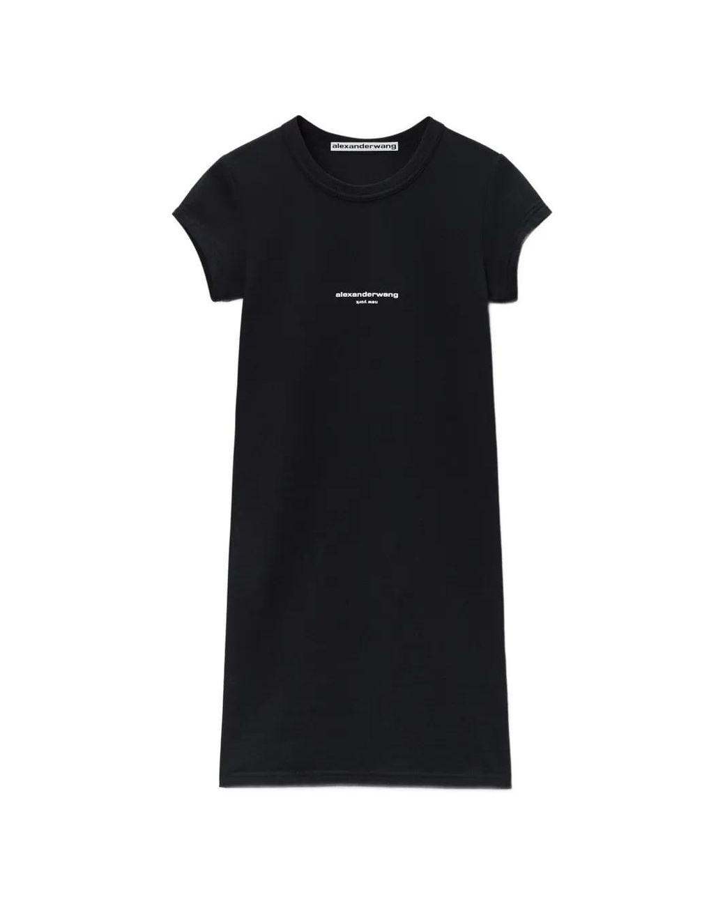 Alexander Wang Black Logo Fitted Short-Sleeve Mini Dress