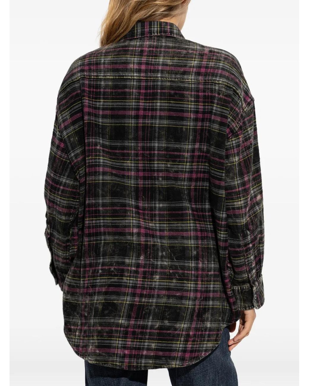 R13 Black Plaid-Pattern Button-Down Shirt