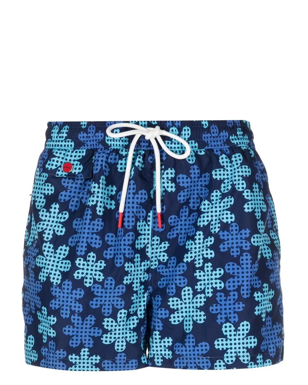 Kiton Blue Logo-Print Swim Shorts for men