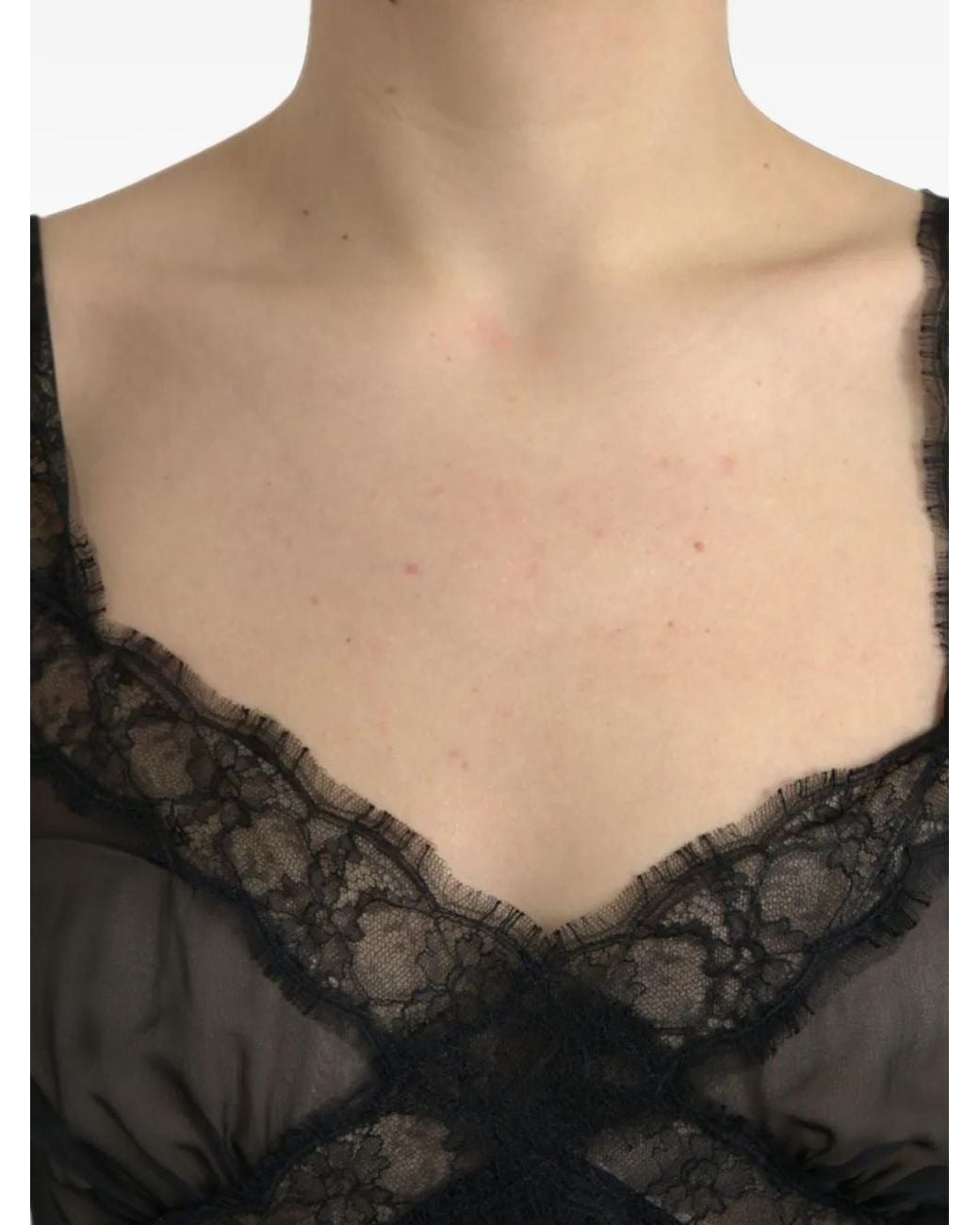 Dolce & Gabbana Black Lace-Trim Silk Mini Dress