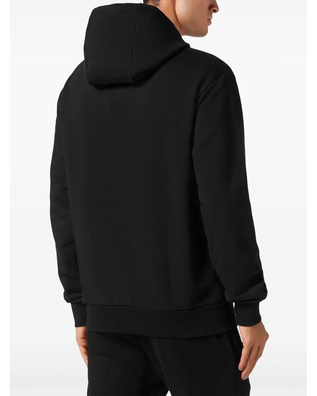 Philipp Plein Black Logo-Print Hoodie for men