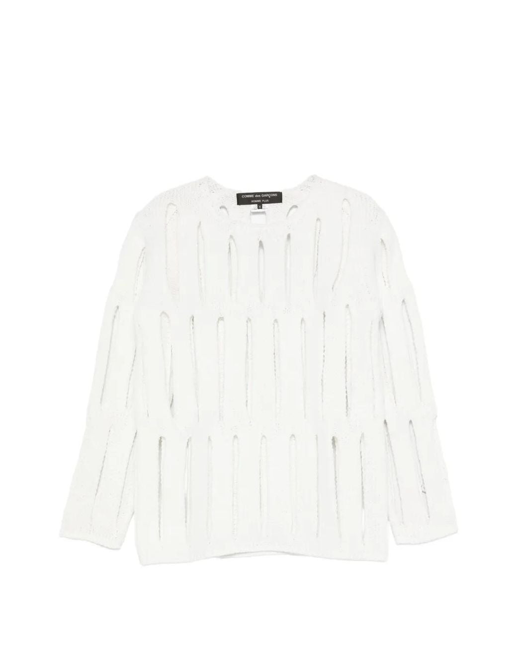 Comme des Garçons White Cut-Out Knit Sweater for men