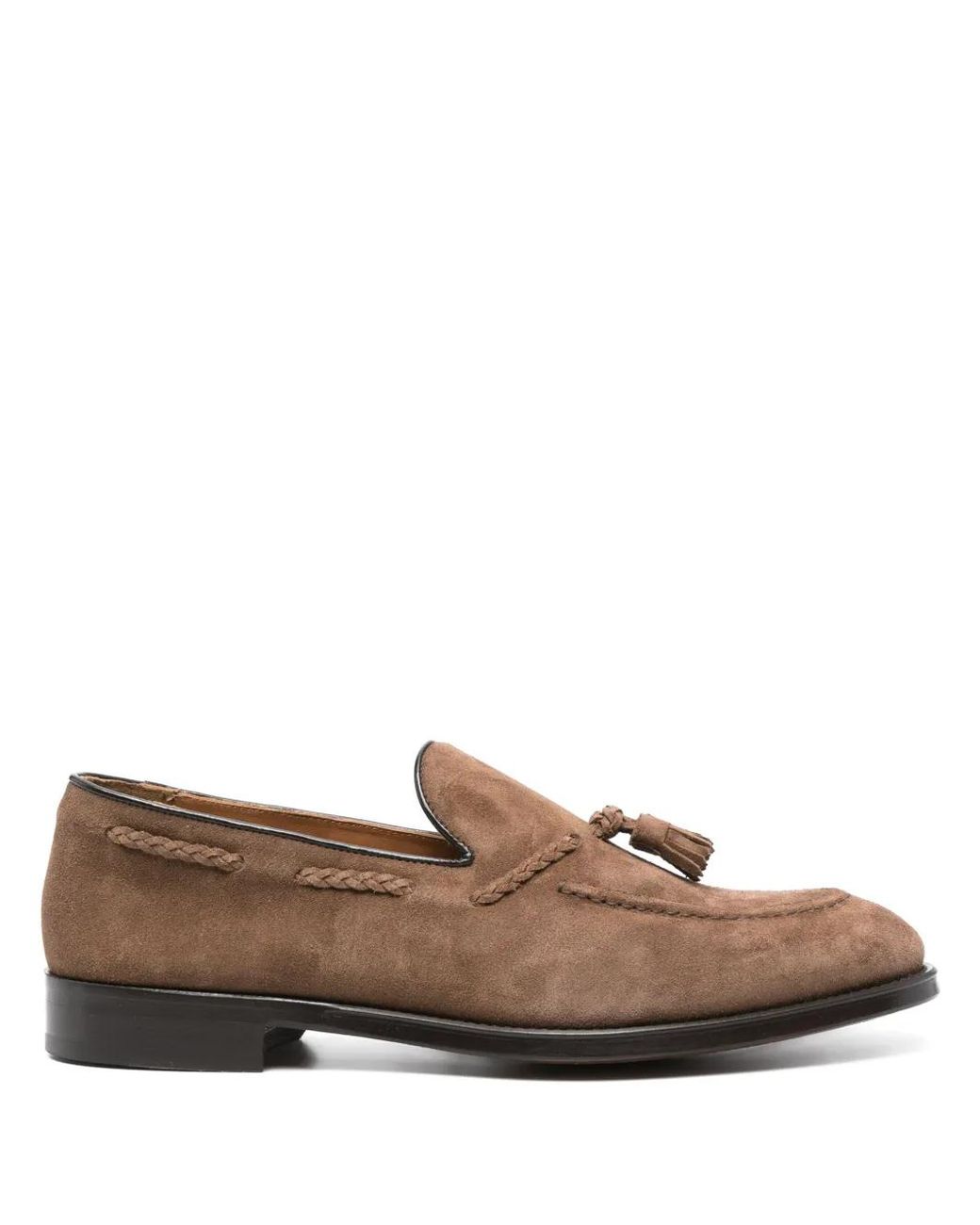 Doucal's Brown Tassel-Detail Suede Loafers for men