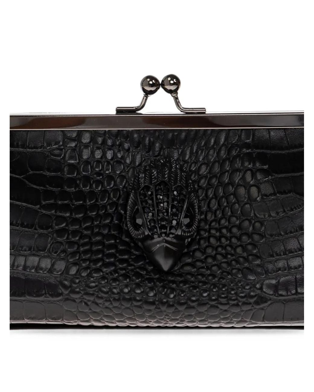 Kurt Geiger Black Kensington Croc-Effect Leather Shoulder Bag