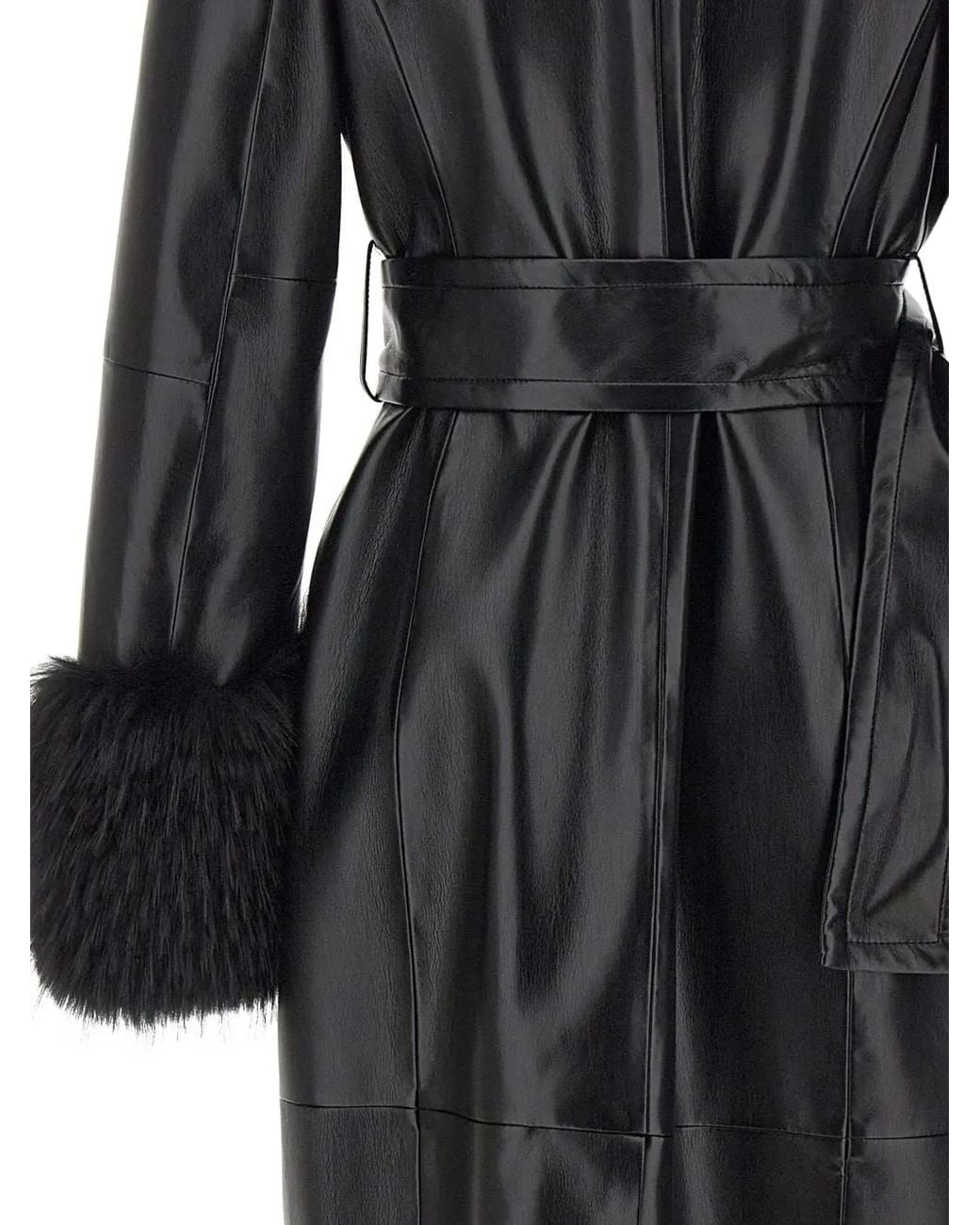 Stand Studio Black Estella Faux-Leather Coat