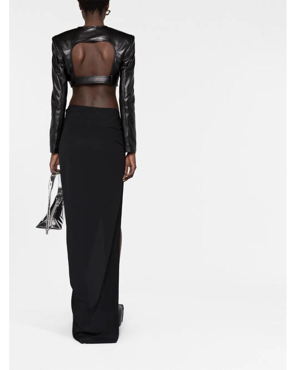 Rick Owens Black Draped Silk Blend Long Skirt