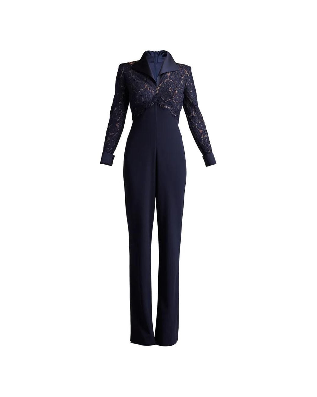 Tadashi Shoji Blue Deacon Lace-Panelled Jumpsuit