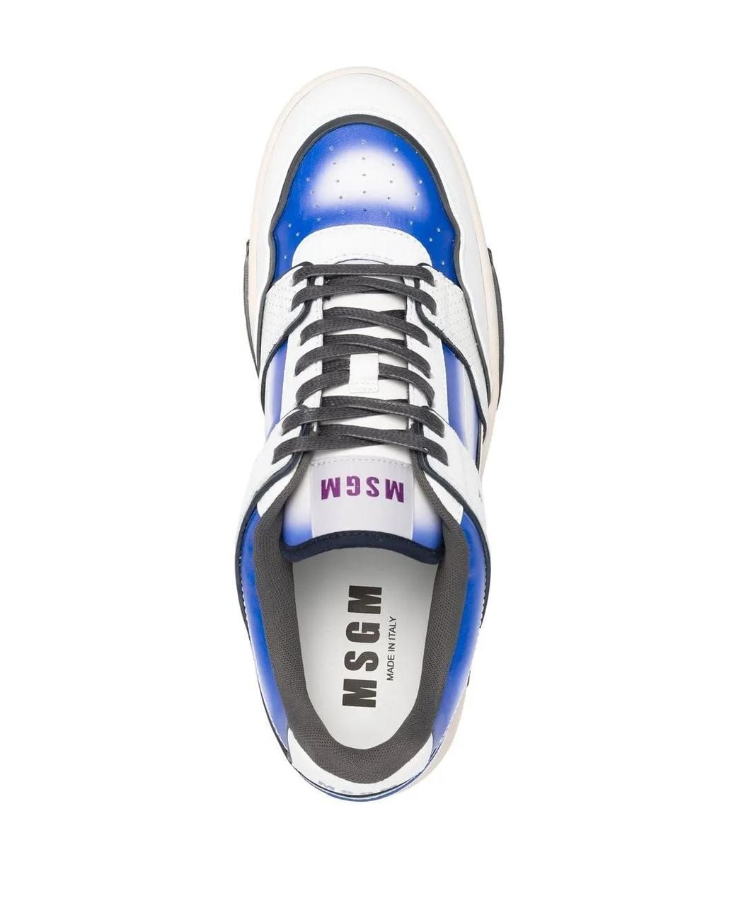 MSGM Blue Calf Leather Sneakers for men