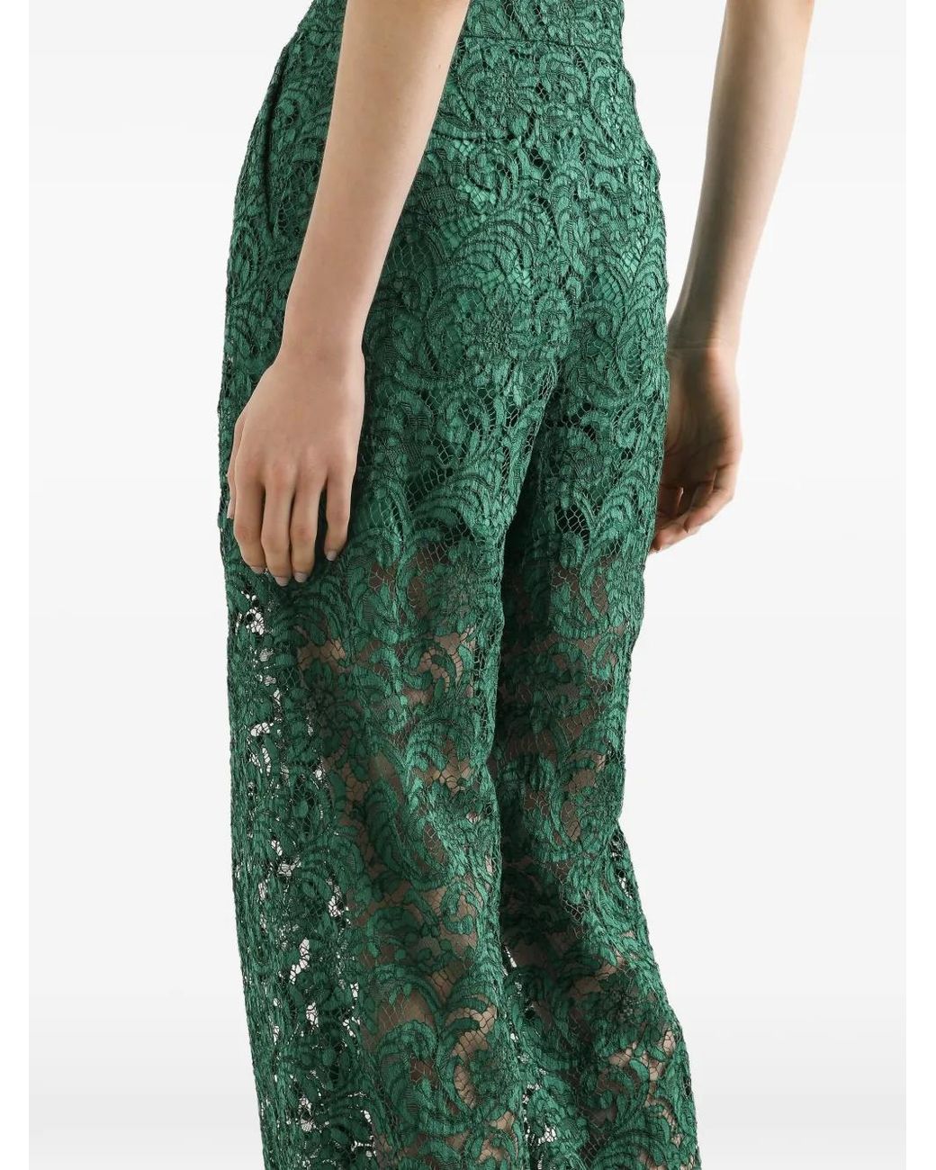 Dolce & Gabbana Green Cordonetto Lace Trousers