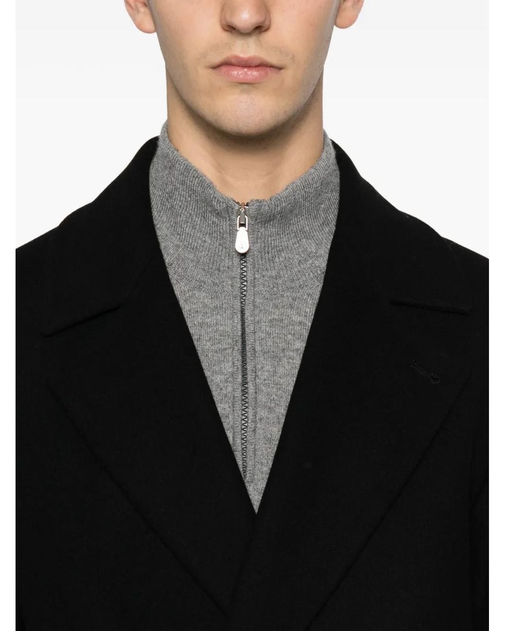 Hevò Black Surbo Buttoned Coat for men