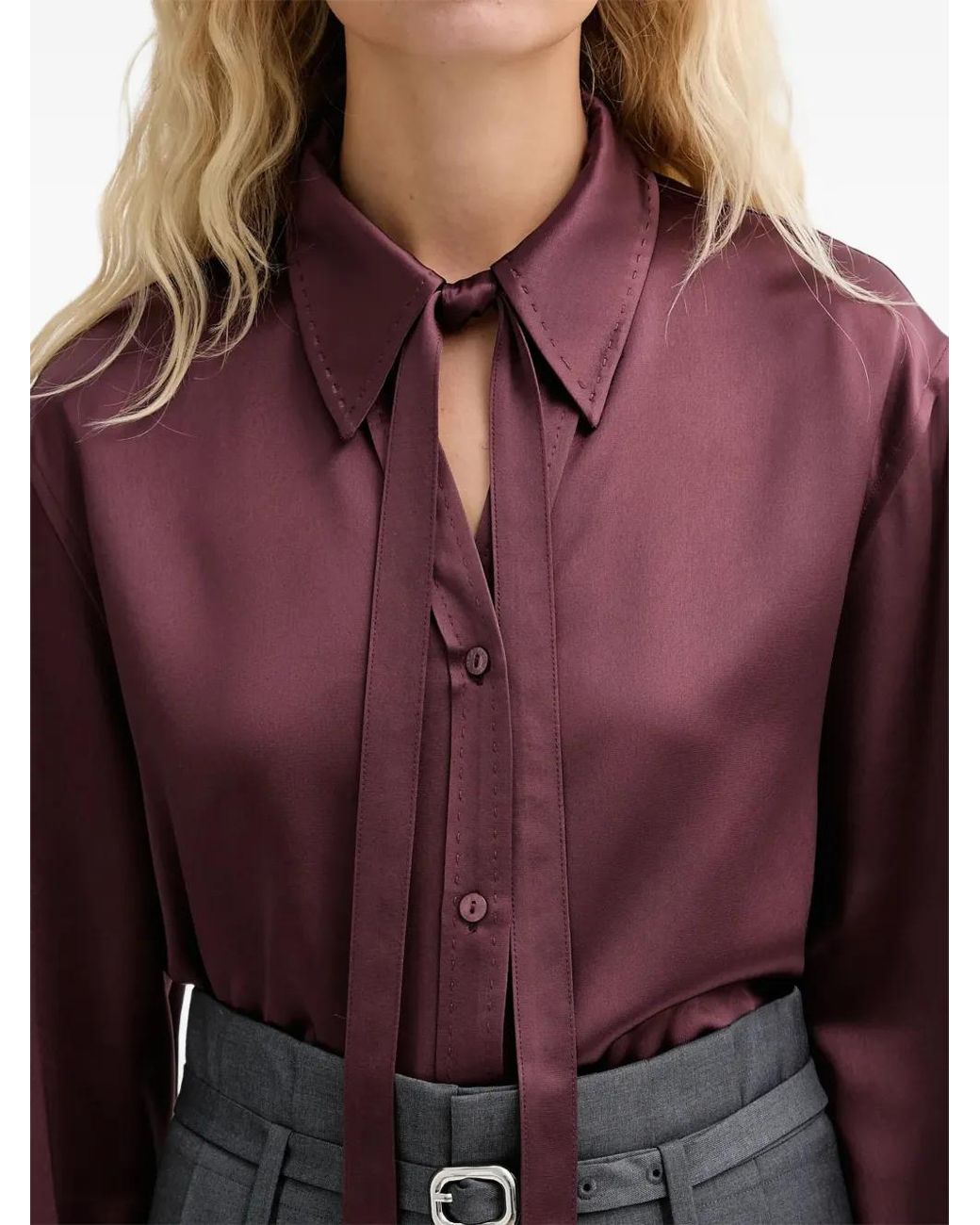 Isabelle Blanche Purple Tie-Neck Shirt