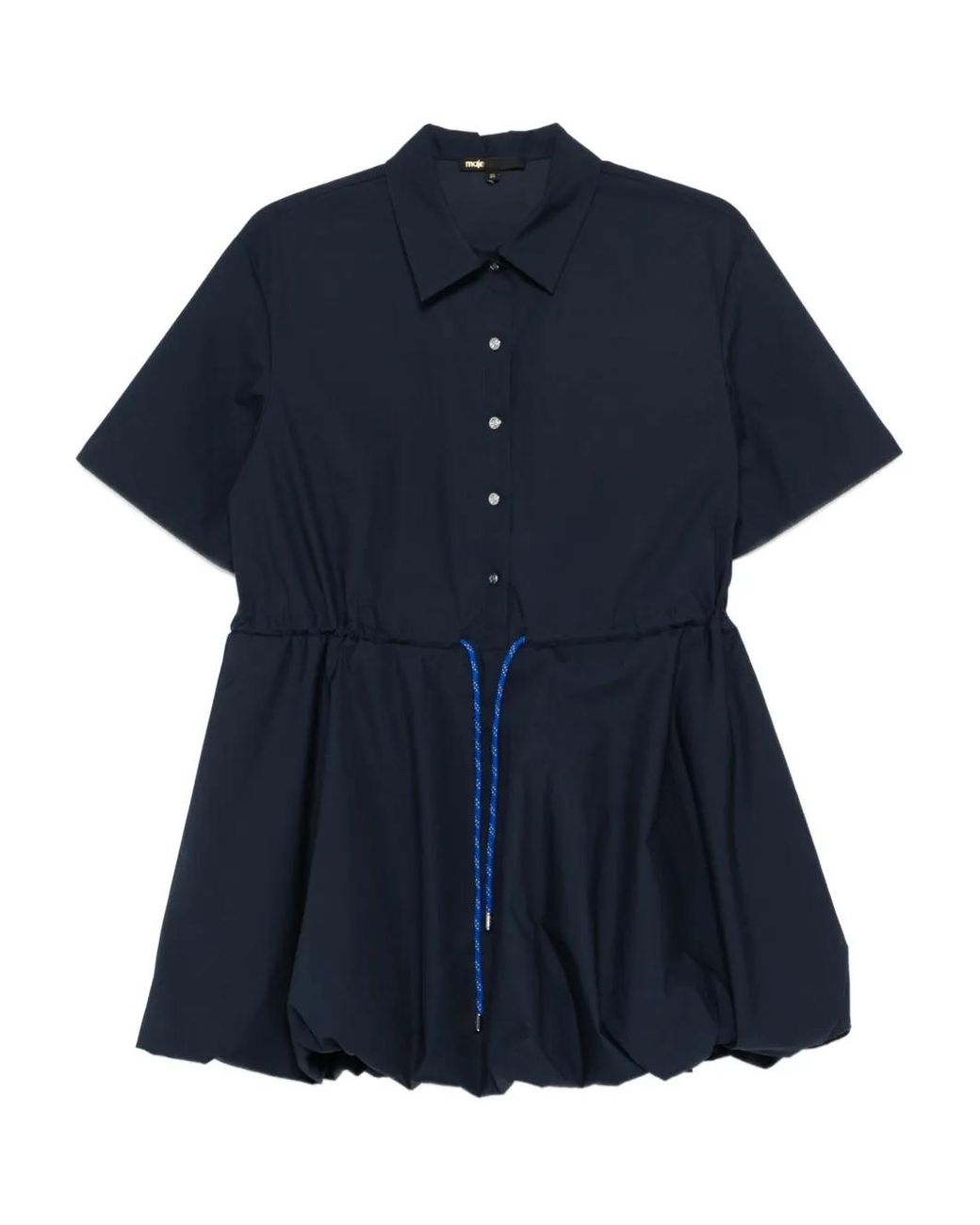 Maje Blue Short-Sleeved Cotton Bubble Dress