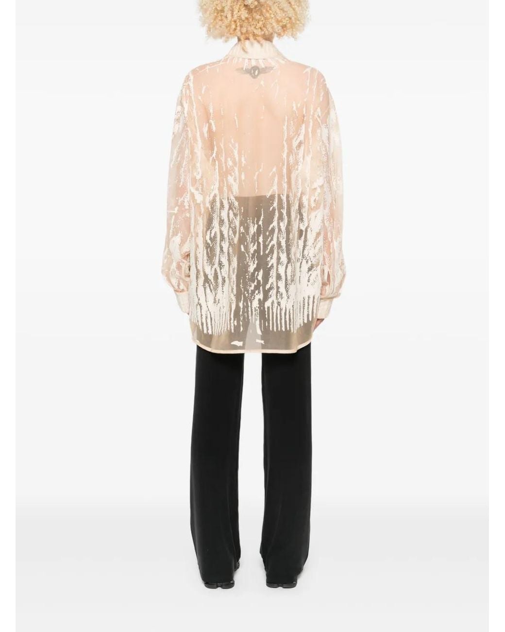 DIESEL Natural Abstract-Print Long-Sleeve Blouse