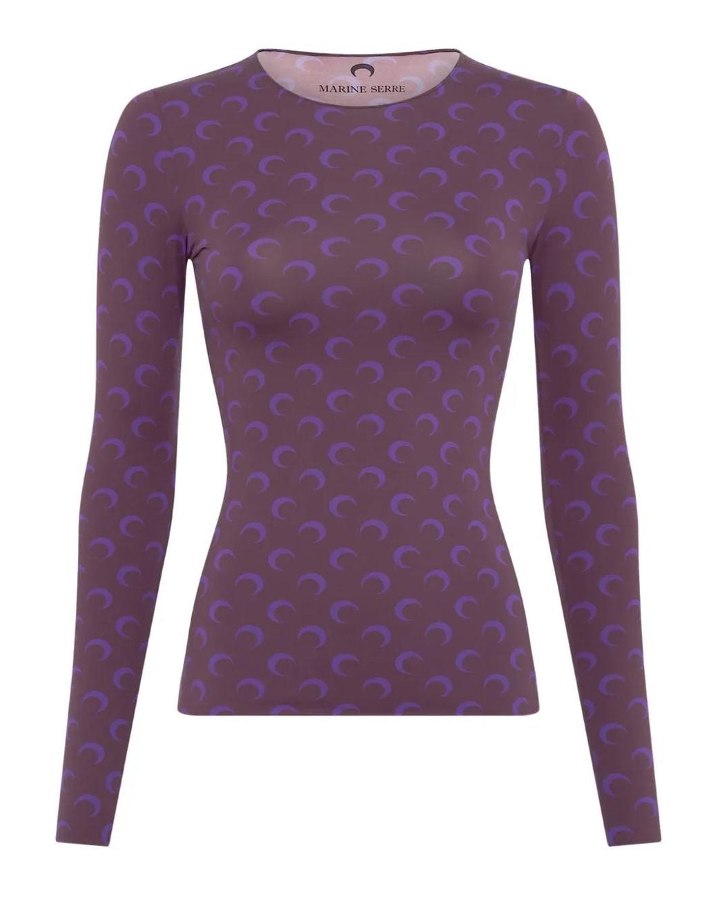 MARINE SERRE Purple Moon Printed Jersey Ls Crewneck Top