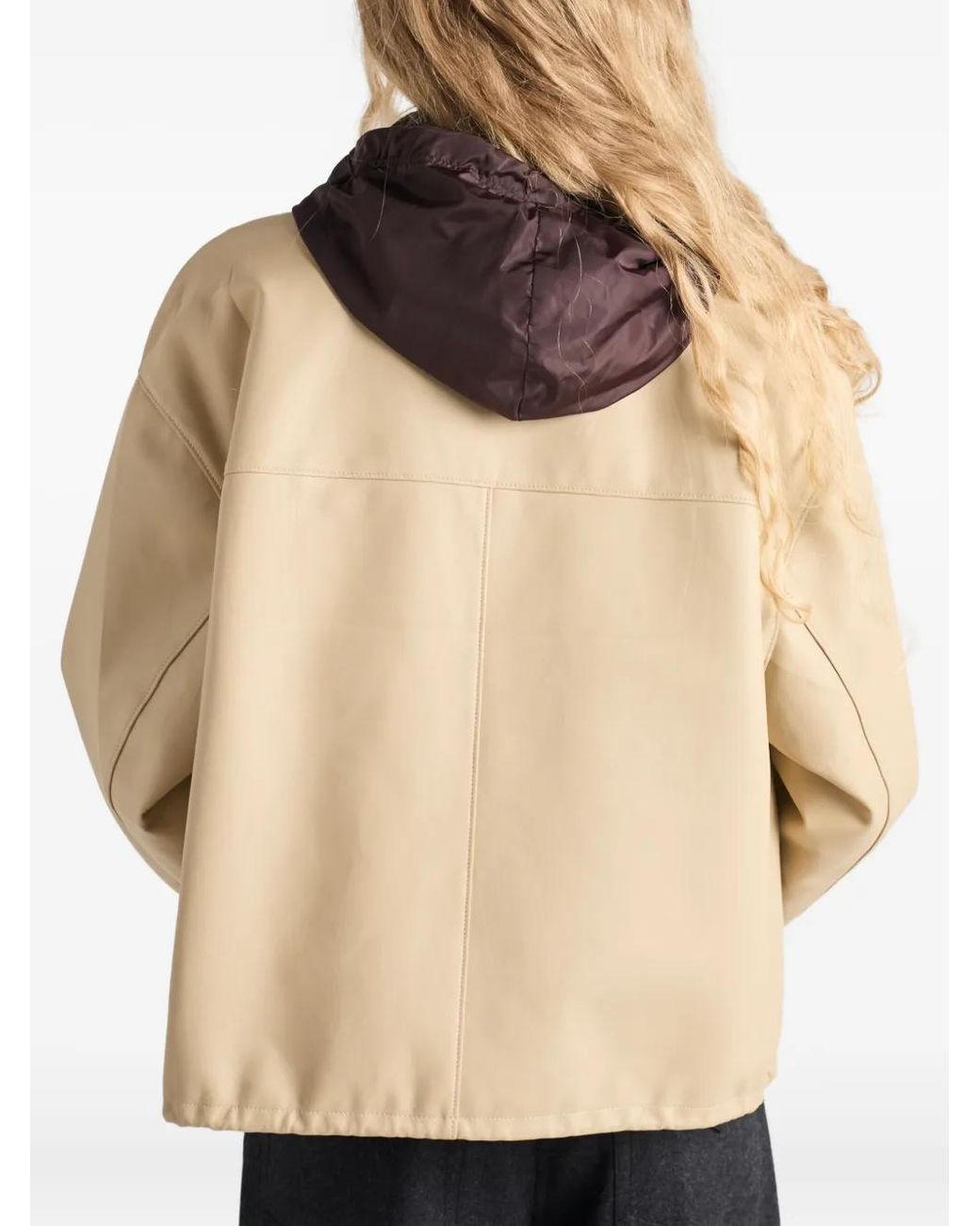 Prada Natural Lederjacke Mit Logo-Detail