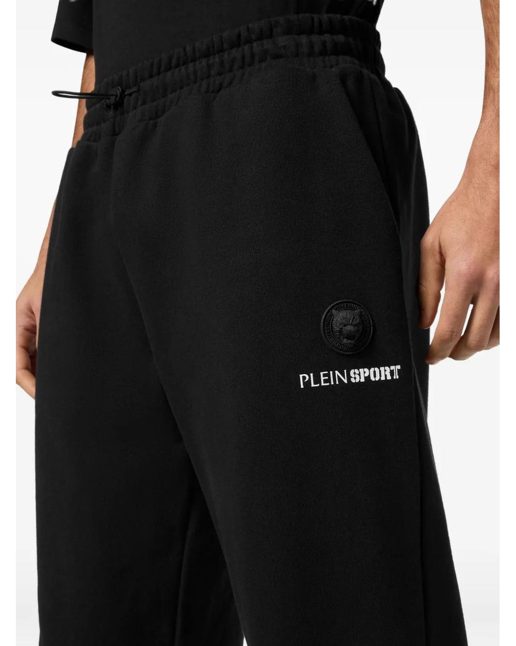 Philipp Plein Black Scratch-Print Track Pants for men