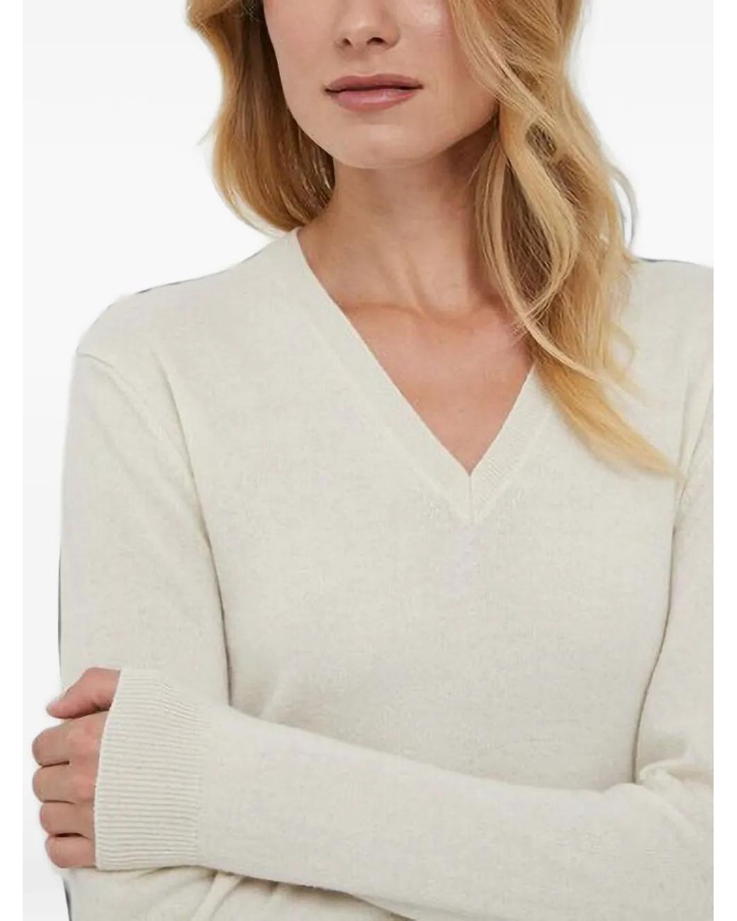 Benetton White V-Neck Sweater