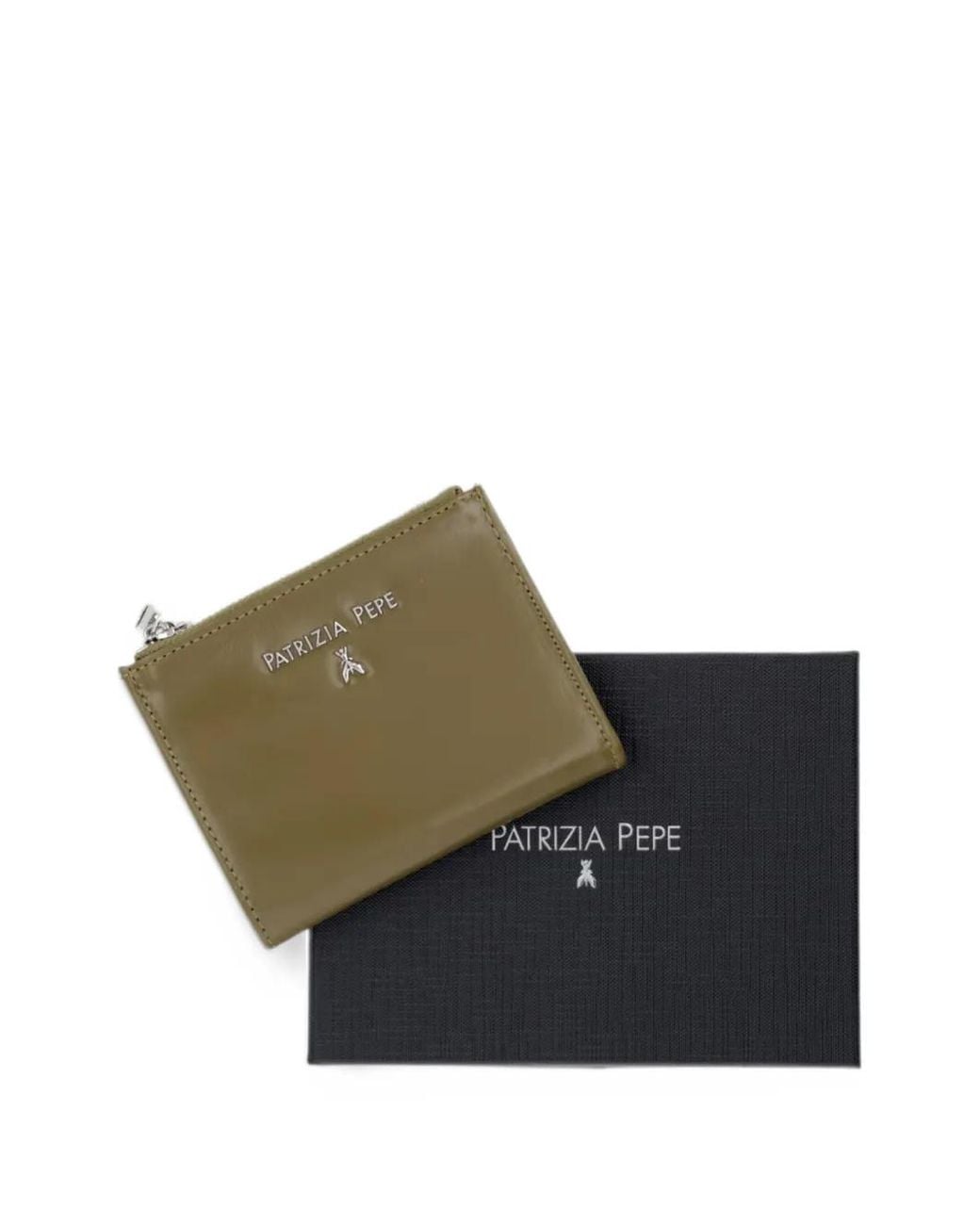 Patrizia Pepe Green Logo-Plaque Leather Wallet