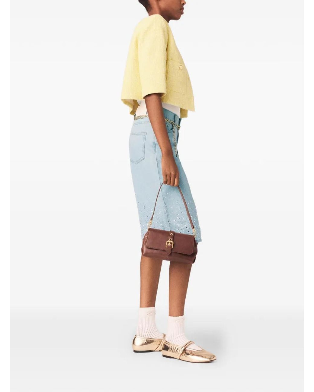 Maje Metallic Short-Sleeved Tweed Jacket