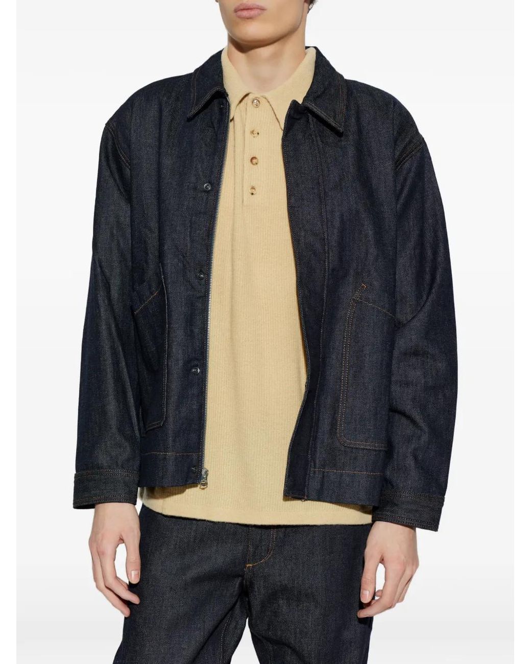 Rag & Bone Blue Zip-Up Denim Jacket for men